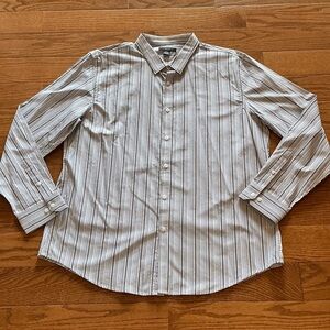 Structure Black and White Striped Men's Dress Shirt, Sz XXL EUC